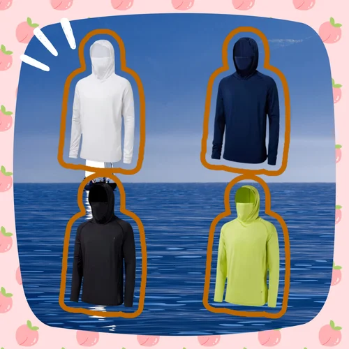Camisa De Pesca De verano para hombre con capucha UPF 50+ protección solar cubierta facial Jersey transpirable Camisa De Pesca con capucha