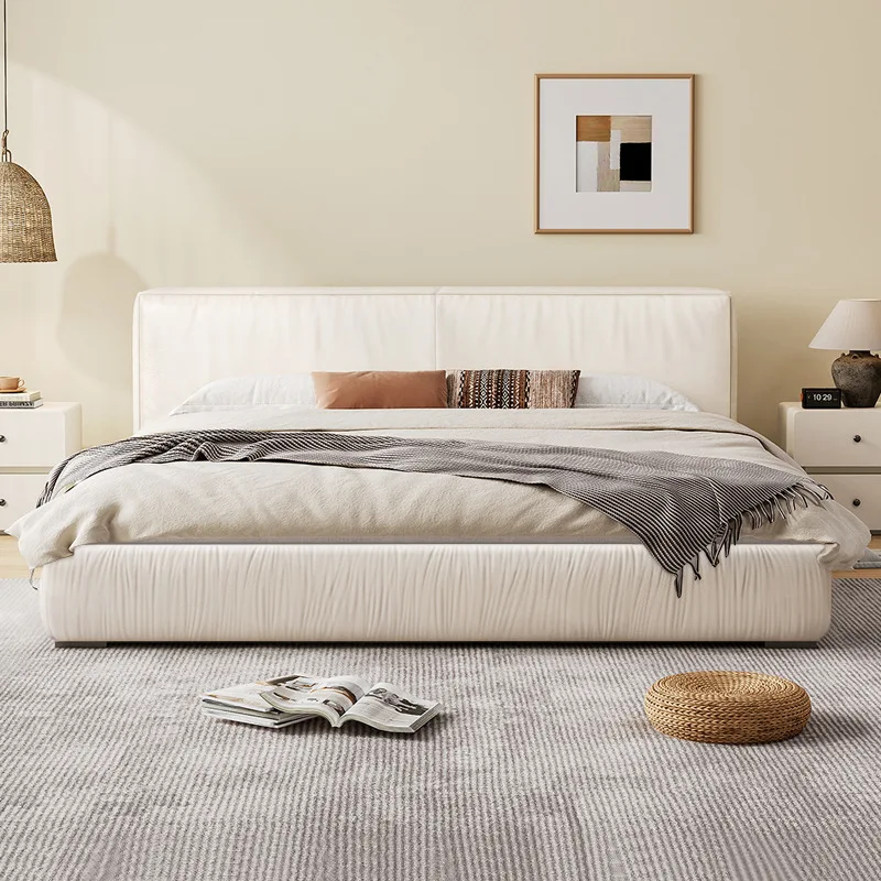 #Modern Minimalist Pneumatic Bed for Master Bedroom  Soft-Padded Leather Upholstery with Customizable Design Options