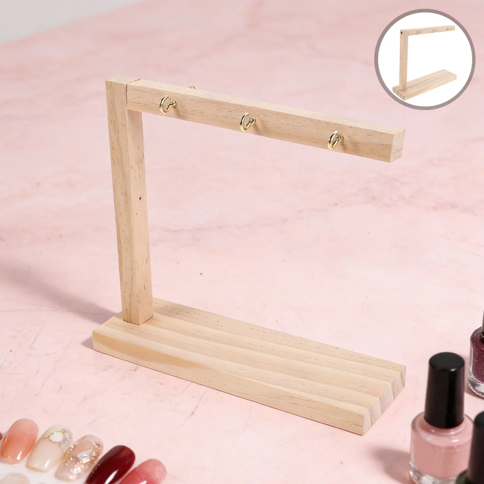 

Nail Sample Display Stand L Shape Wood Nail Art Holder Minimalist Non Slip Base Nails Color Display Stand Salon Home Use