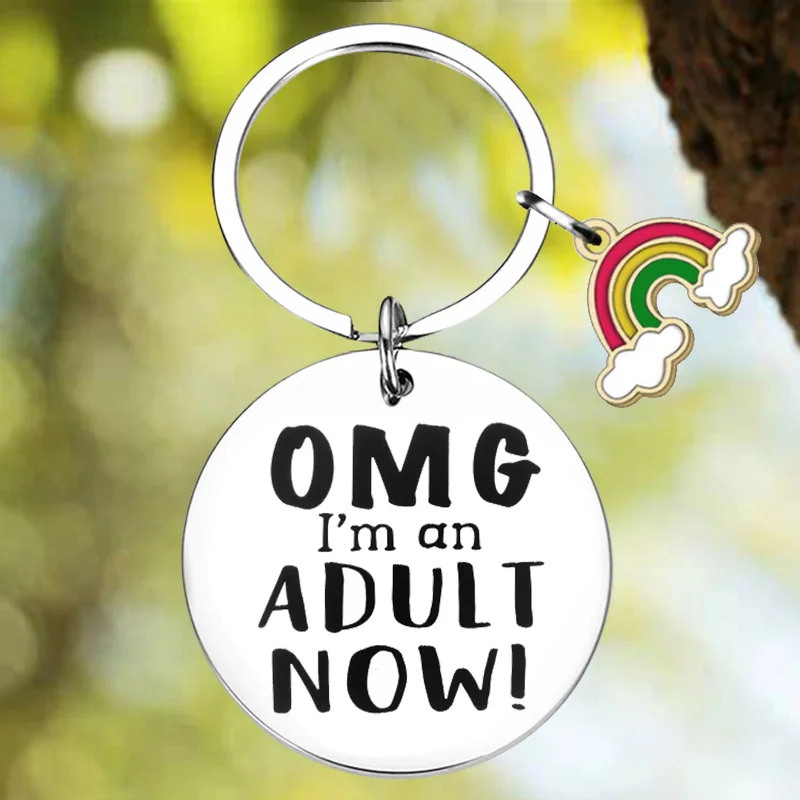 جديد مضحك الكبار هدايا عيد الميلاد المفاتيح قلادة 18th عيد ميلاد سلسلة المفاتيح OMG أنا بالغ الآن #1