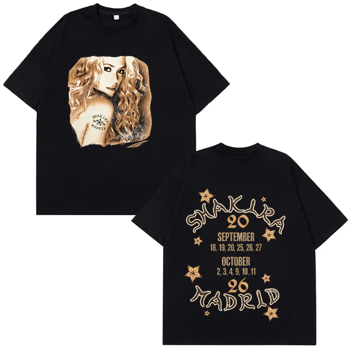 Shakira Las Mujeres Ya No Lloran 2026 Tour Print T-Shirts Herren Damen Mode T-Shirts Lässige Baumwoll-Oversize-Vintage-T-Shirts – Detail 6