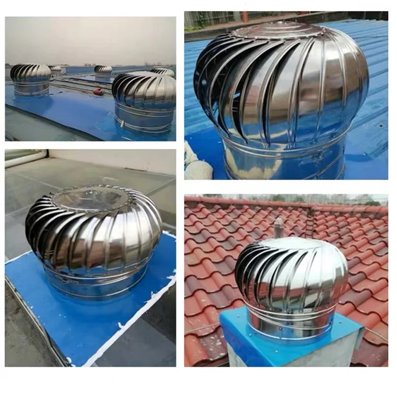 304 Stainless Steel Unpowered Hood Wind Ball Roof Ventilator for Factory Flue And Farm Ventilation Unidirectional Natural Airflo