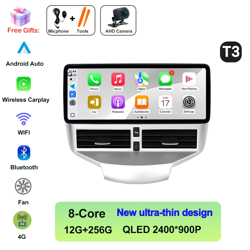 Voor Ford Fiesta 2009-2014 Autoradio Multimedia Video Player Navigatie GPS Android AUTO Draadloze CarPlay WIFI 4G QLED 2400*900P - afbeelding 1