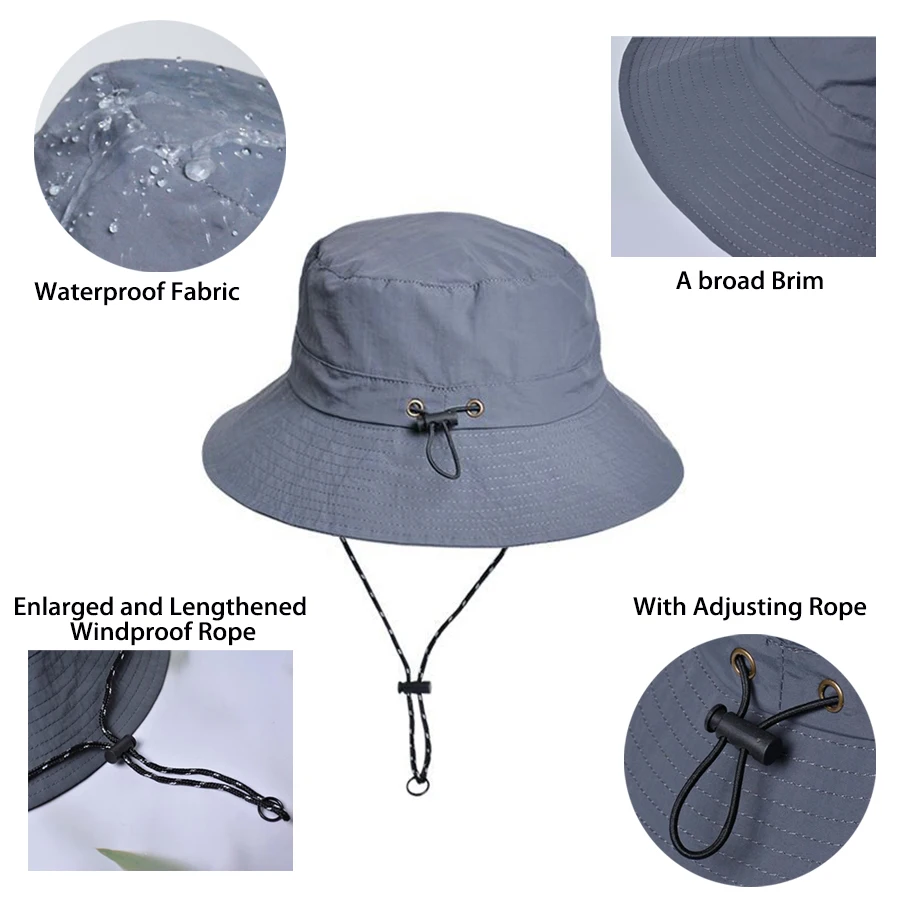 Sun Hat Quick Dry Waterproof Women Lightweight Fishing Hat with Protection Wide Brim Bucket Hat 1PCS