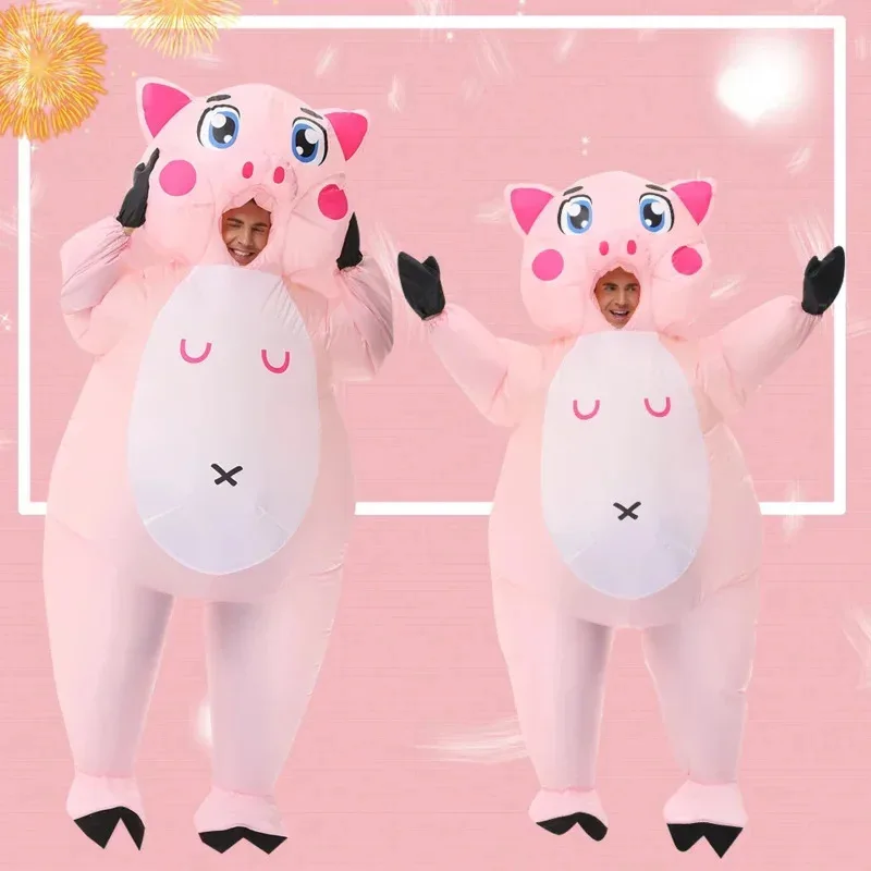 أزياء الهالوين التأثيرية على شكل حيوانات للبالغين، أزياء خنزير قابلة للنفخ، هدية حفلة عيد ميلاد بوريم، أزياء ركوب اللعب K