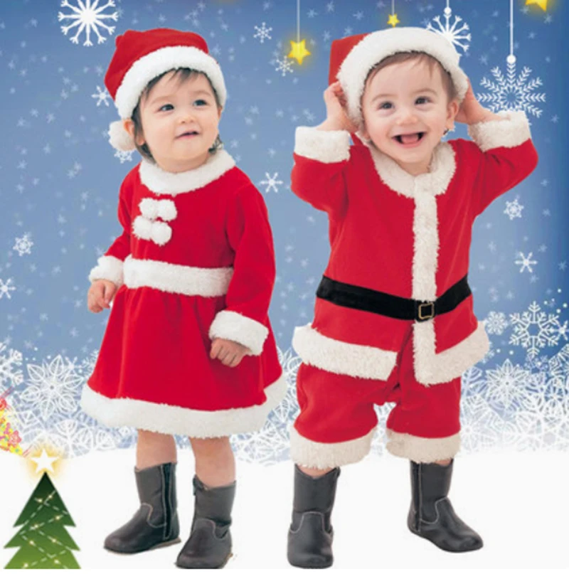 

2025 Baby Girl Boy Christmas Costumes Red Santa Claus Suit Festival Halloween Cosplay Sets Christmas Baby Clothes