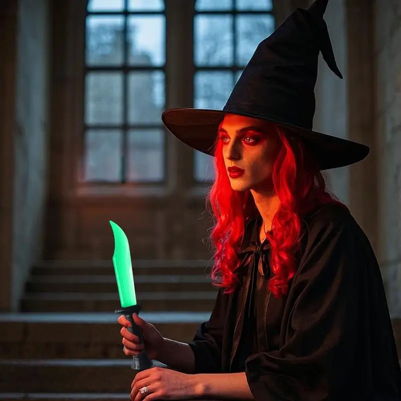 Halloween Props Fake Knives Joke Glowing Daggers Knife Prank Props Knife Scary Trick Fake Daggers Prank Toy Fake Knife