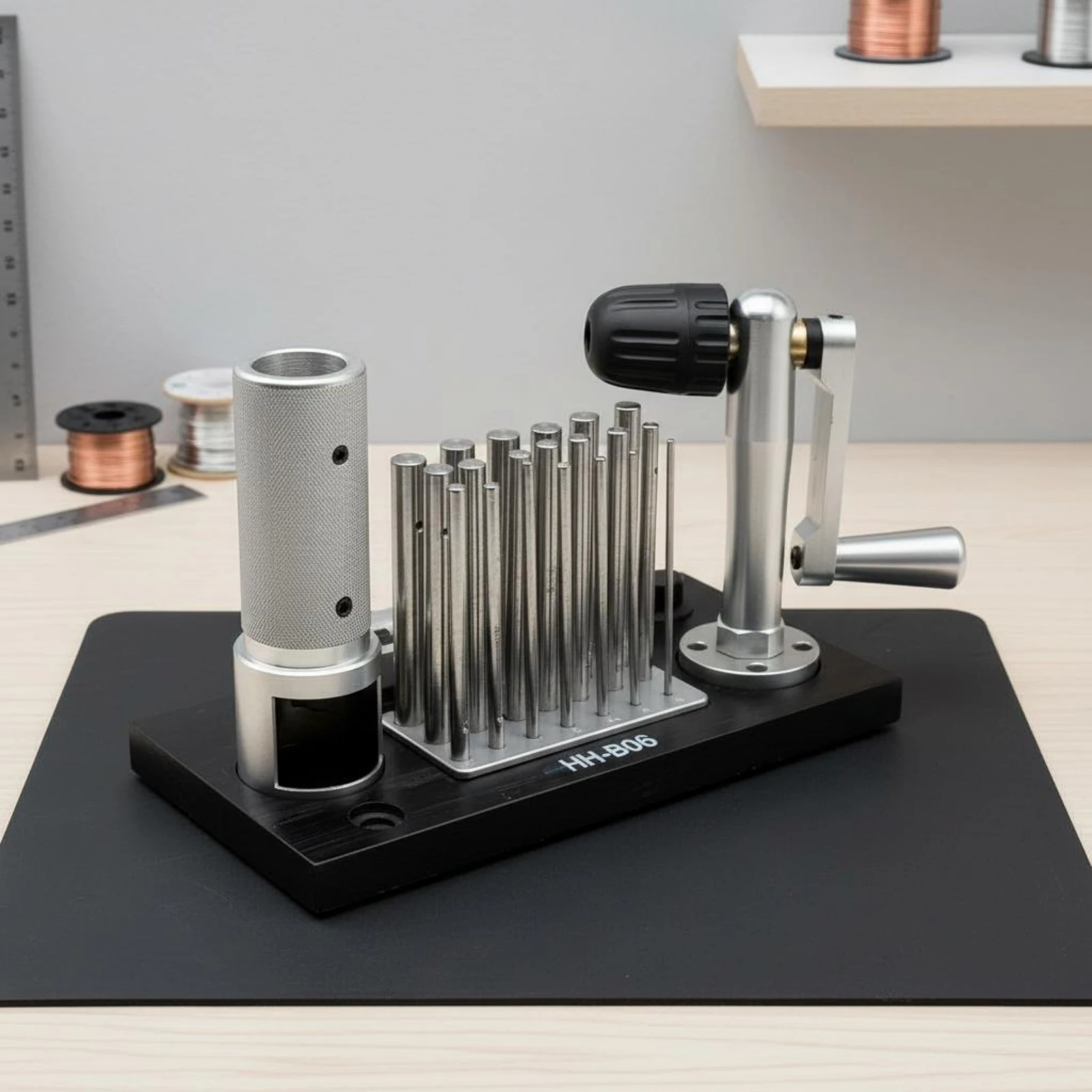 Image 3: Enrouleur de fil pour bijoux, machine manuelle à enrouler les bobines de bijoux, machine à enrouler le fil métallique multi-tailles avec mandrin
