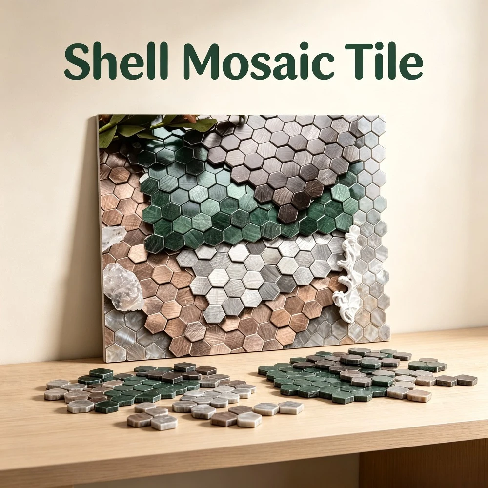 Luxury Stainless Steel Metal Wall Mosaic 3D Bathroom Tile Aluminum Hexagon Background Sticker Self Adhesive Home Decoration