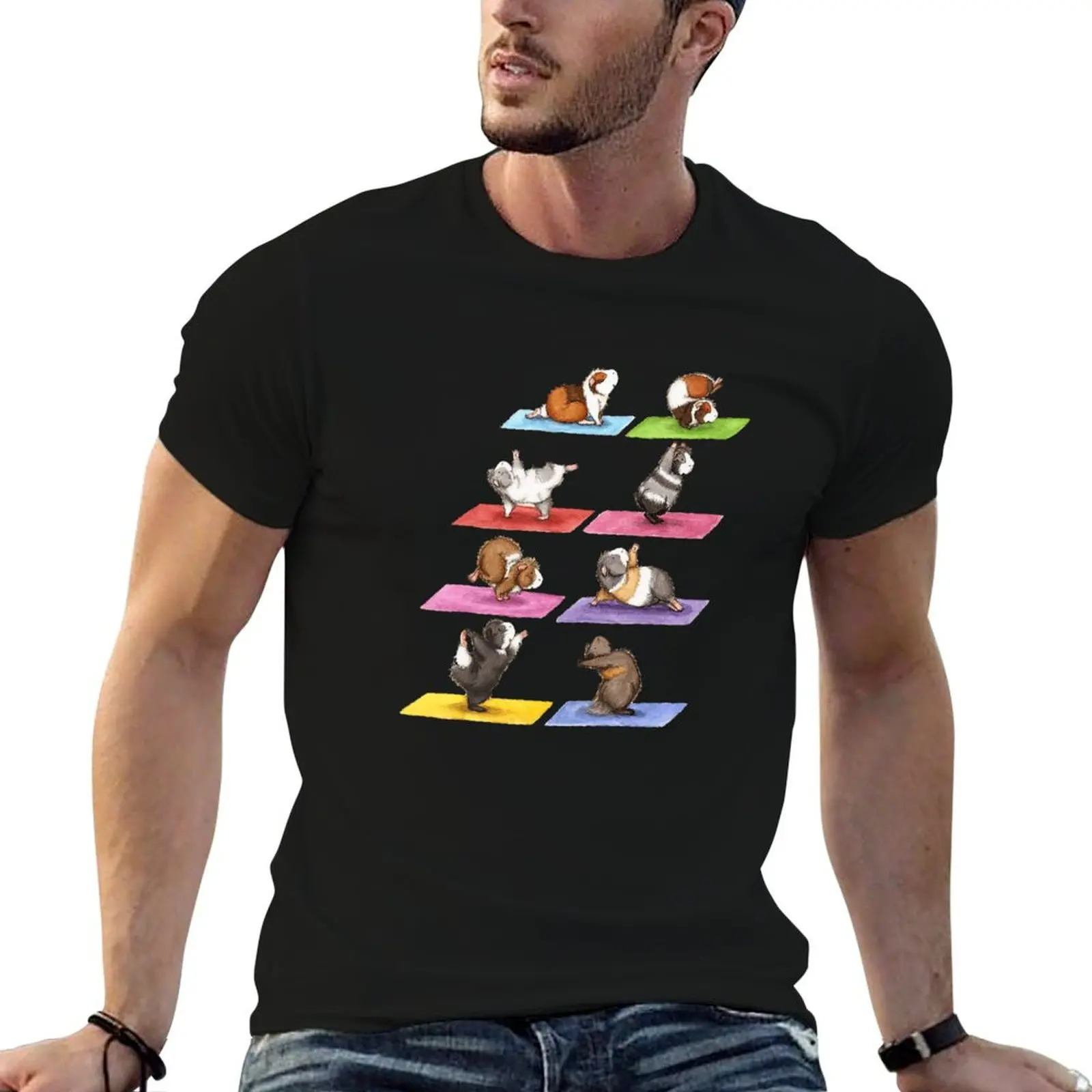 

Funny Guinea Pig Yoga Position Workout Pet Animal Lover T-Shirt t shirt man casual cotton tshirt 100% T-Shirt