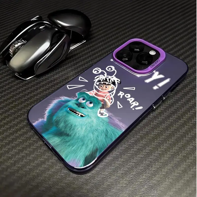 Capa de prata colorida Disney Anime Monsters Inc, iPhone 11, 13, 15, Pro, Max, 12, 14, XR, X, XS