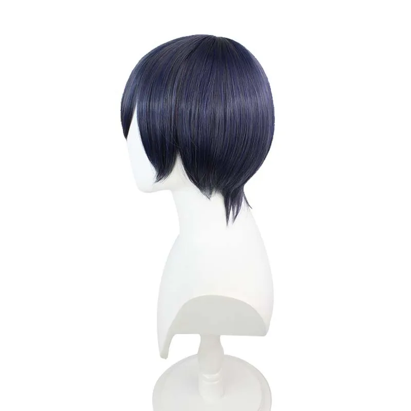 Ciel Phantomhive Wig Cosplay 30cm, kostum pesta pendek Ciel tahan panas rambut sintetis pesta + topi Wig