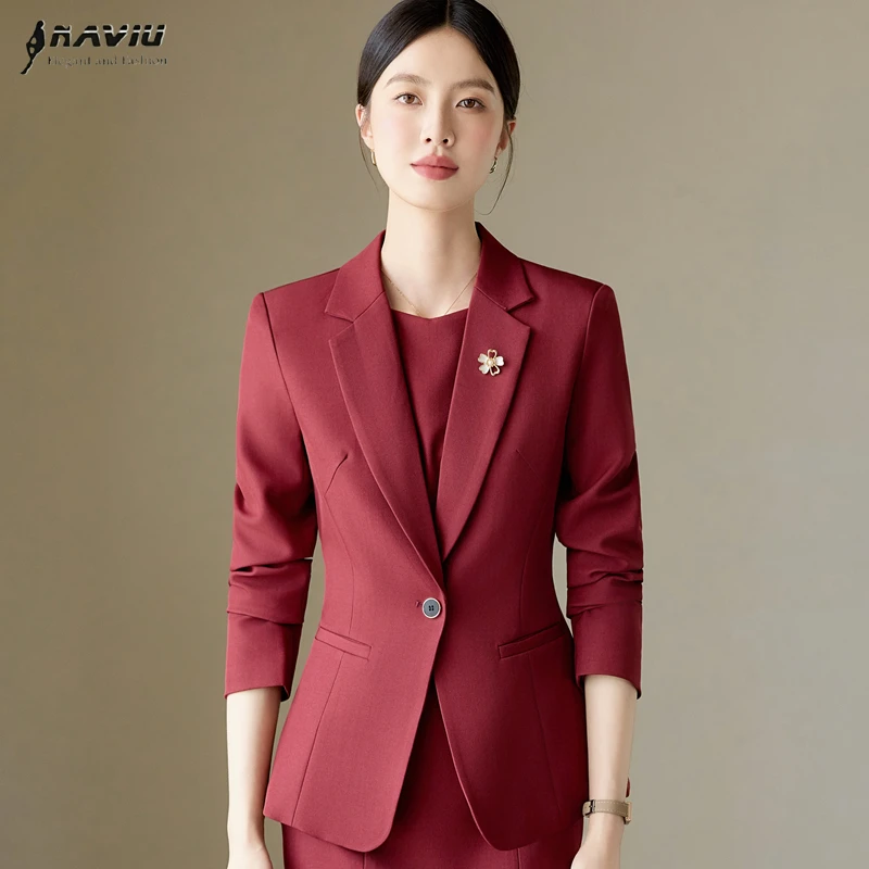 

NAVIU Women's Casual Fashion Autumn New Arrival Professional Formal Long Sleeve Slim Suit Jacket Elegant Office Ladies Work Coat