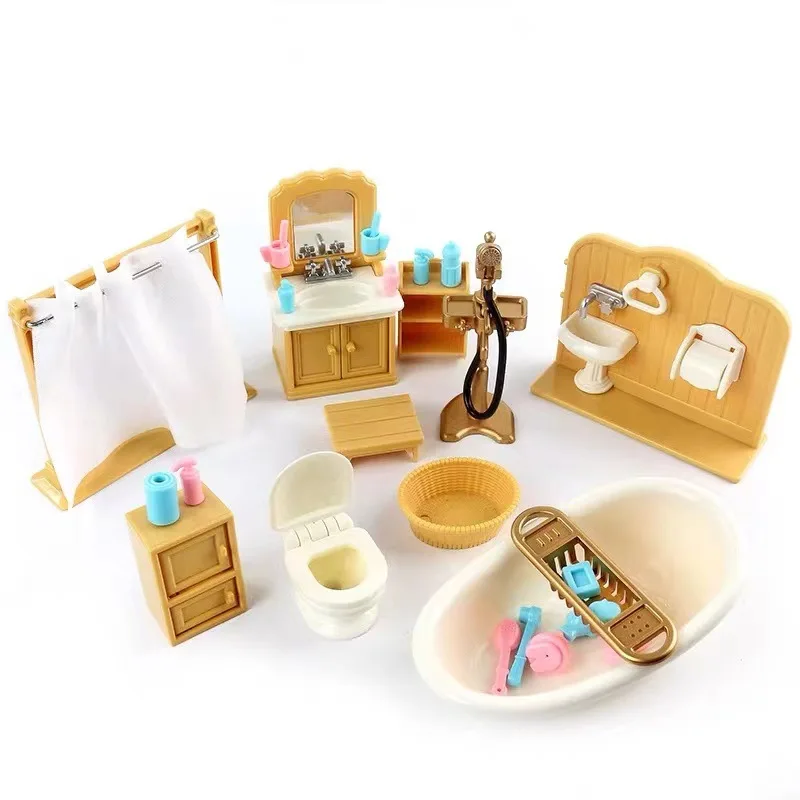 

Dollhouse Accessories Mini Cute Simulation Play House Toys Model Furnishings Toilet Bathroom Bathroom Cartoon Kids Toys Gifts