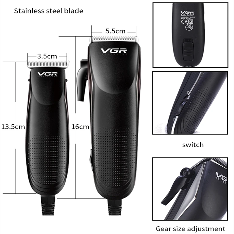 ที่ตัดขนไฟฟ้า V023 vgr ชุด2ชิ้นสำหรับการดูแลส่วนบุคคลแบบมืออาชีพลดอุปกรณ์ตัดผมตัดผม vgr 023