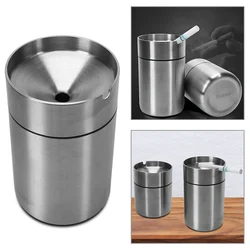 Detachable Smoke Tobacco Ash Holder Container Creative With Lid Windproof Car Ashtray Stainless Steel Ashtray