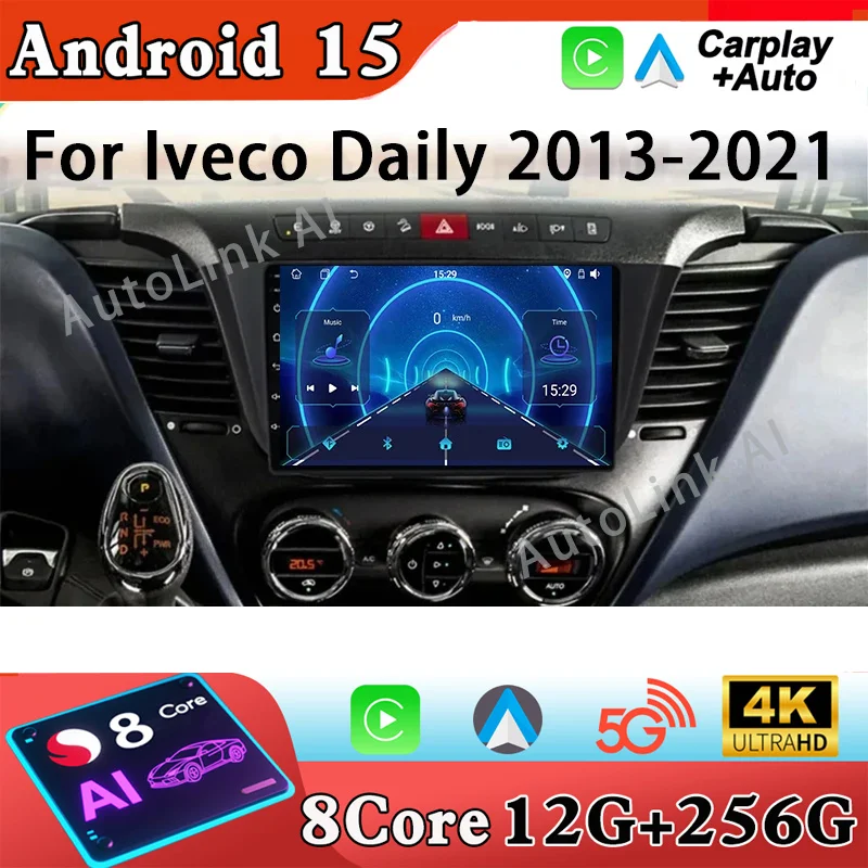 Android 15 Touch RDS For Iveco Daily 2013-2021 Car Radio Head Unit Multimedia Video Player WIFI Stereo 4G GPS Navigation No 2din