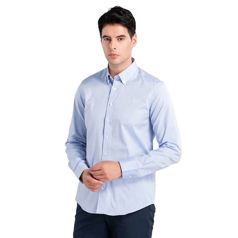 CHCH 2024 New Fashion 100% Cotton Long Sleeve Shirt Solid Slim Fit Male Social Casual Business Shirts High Quality