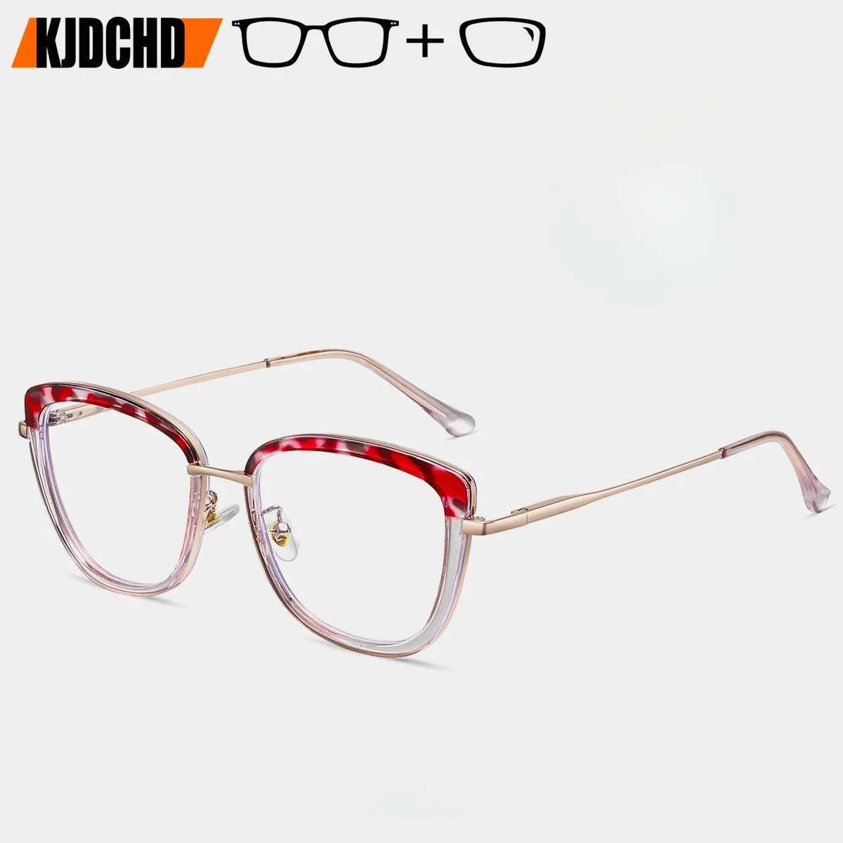 

KJDCHD Style Women Butterfly Prescription Glasses Square Myopia Progressive Eyewear with Spring Leg Progressive Reading glasses