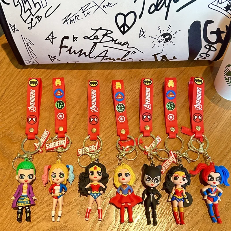 2024 New Superhero Harley Quinn Keychain Cartoon Couple Doll Pendant School Bag Pendant Small Gift Keychain Children's Gift