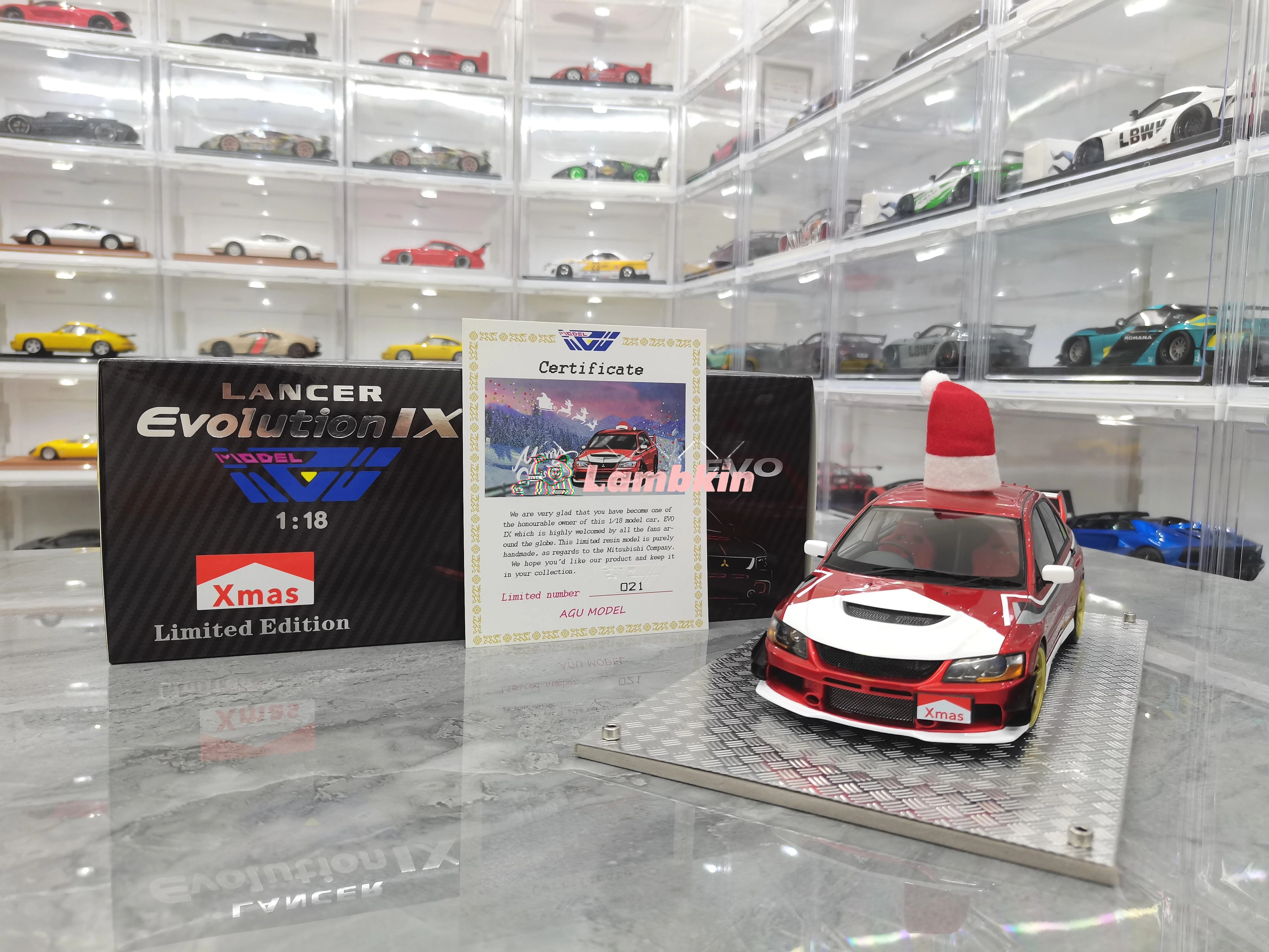 AGU 1:18 For Mitsubishi EVO 9th generation Christmas limited edition simulation resin car model gifts