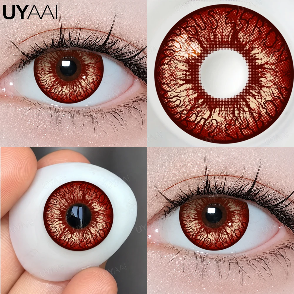 UYAAI Cosplay Farbige Kontaktlinsen Big Eye Schwarze Linse 14,5 mm Kosmetik Halloween Make-up Kontakt Gelbe Linse Weiße Cosplay-Linse