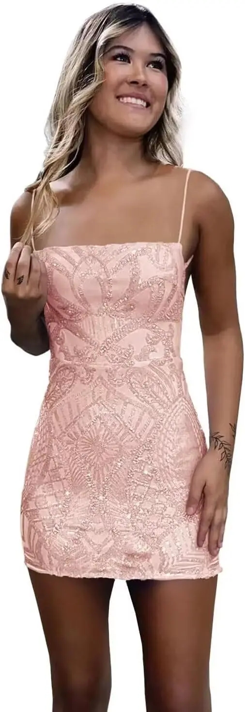 

Сексуальные короткие платья для выпускного вечера Gils, блестящие платья для выпускного бала, облегающие короткие мини-платья с квадратным вырезом, блестящие коктейльные платья 2026 года