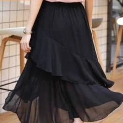 Midi Female Skirts Chiffon Women's Skirt A Line Summer Luxury Elegant Premium Clothing Trend 2025 Korean Fashion Casual New In V