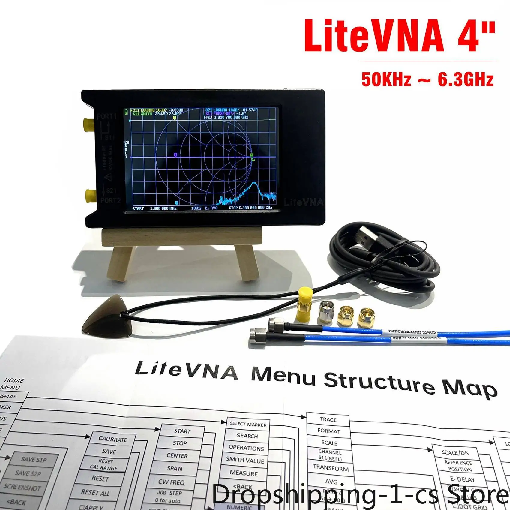 New LiteVNA-64 50KHz-6.3GHz LiteVNA 4Inch Touch Screen Vector Network Analyzer HF UHF Antenna Analyzer Update of NanoVNA