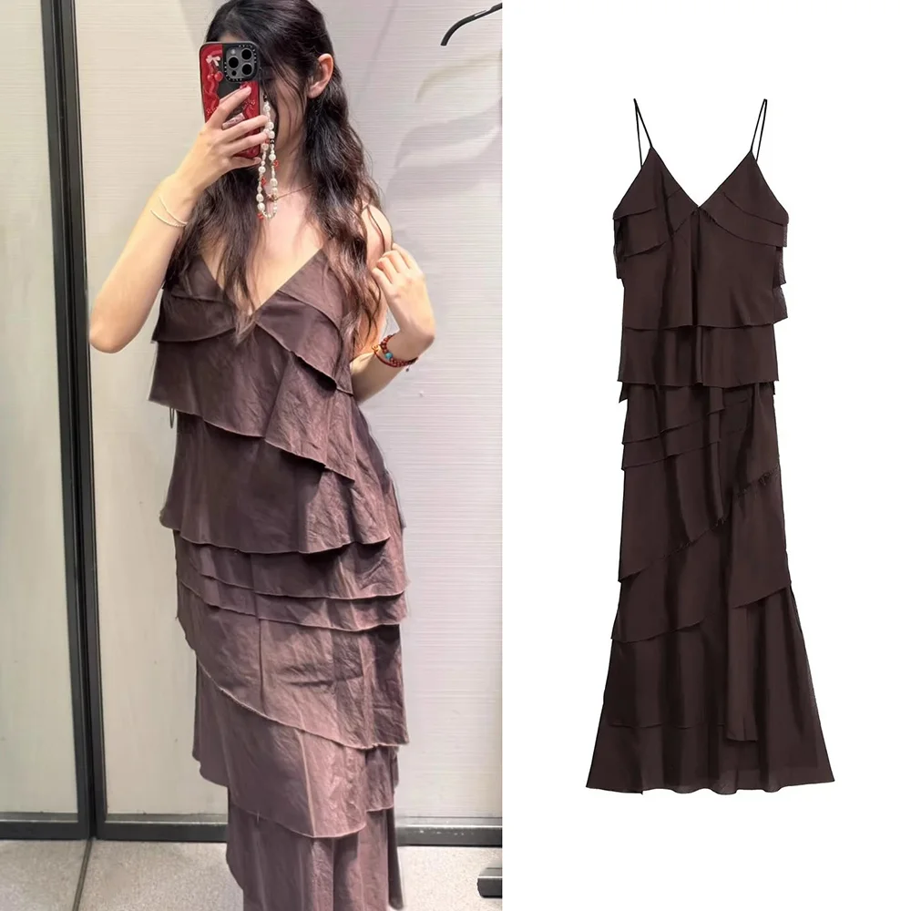 Neue 2025, frauen Rüschen Chiffon Maxi Kleid Backless Split Sexy Porm Kleid Rot Lange Sommer Hochzeit Party Kleid Elegante Vestidos