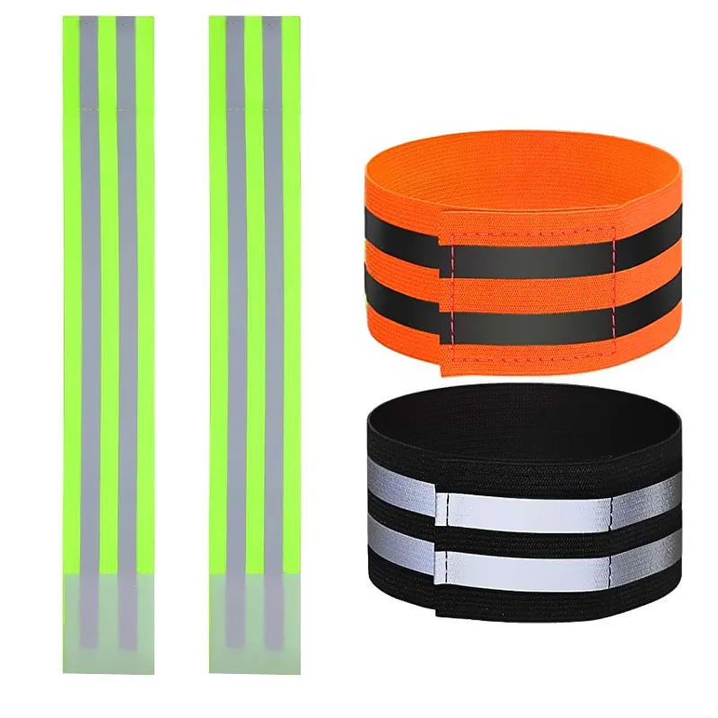 2Pcs Reflective Bands Elastic Armband Wristband Ankle Leg Straps Safety Reflector Tape Straps for Night Jogging Biking Running