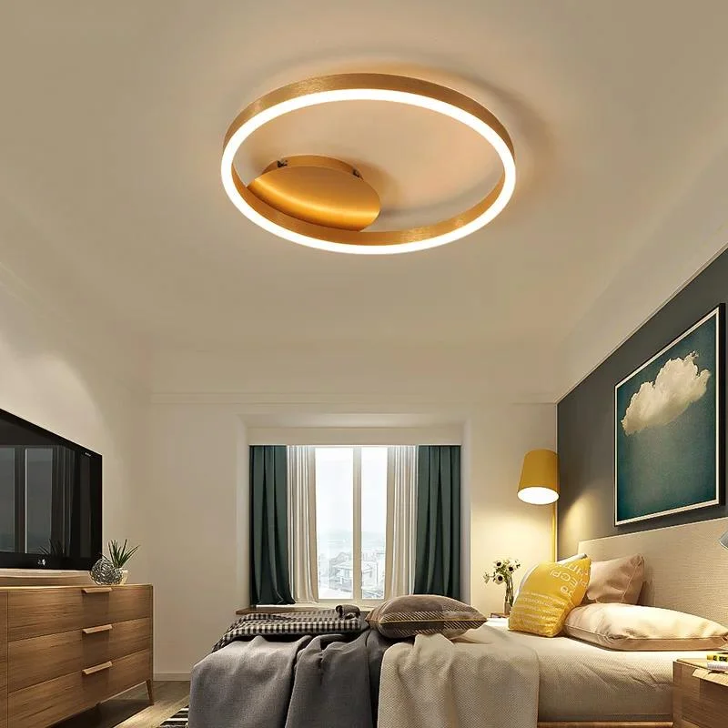 Nordic Creative Led Circle Chandeliers Bedroom Living Dining Room Lighting Chandelier Home Indoor Lamps Golden Brown Glossy Lamp