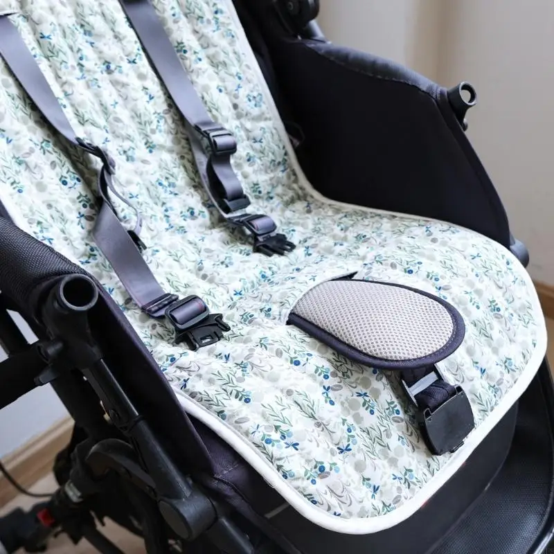 XXFE Baby Pram Cushion Pad with Blue Print Detail for Daily Walks