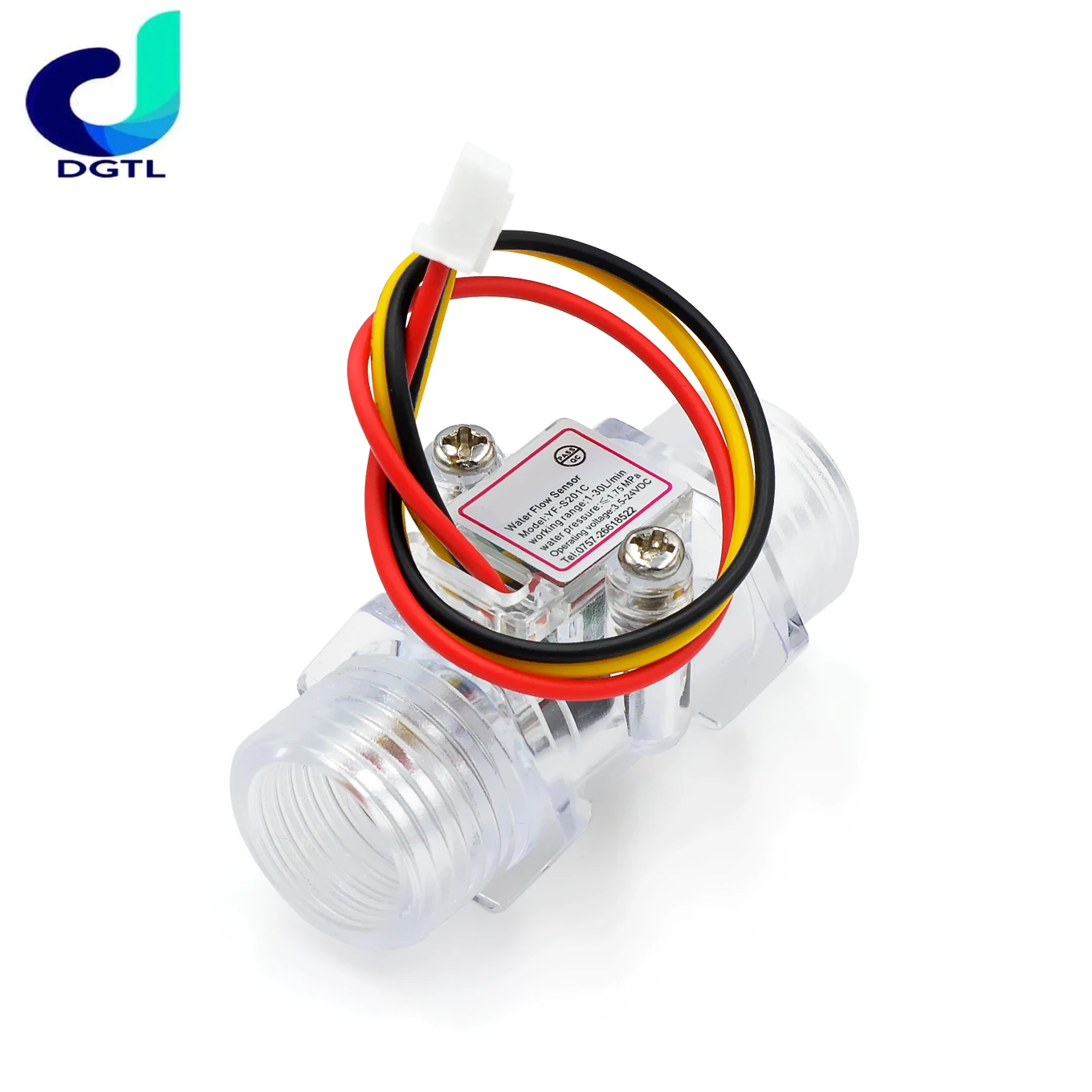 Transparant Zwart Debiet Meter YF-201C Waterstroom Sensor Turbine Flow Meter 4 Punten Flow Sensor