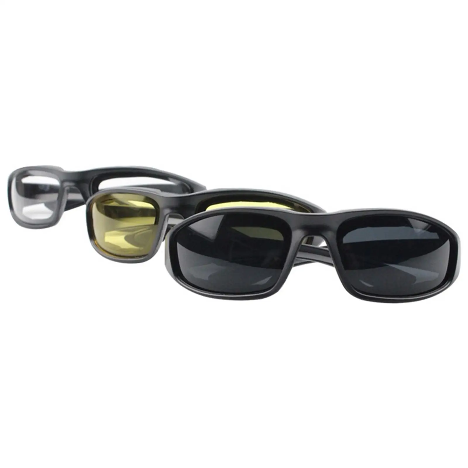 3x Riding Glasses Wind Resistant Padded Comfortable Smoke Clear Yellow
