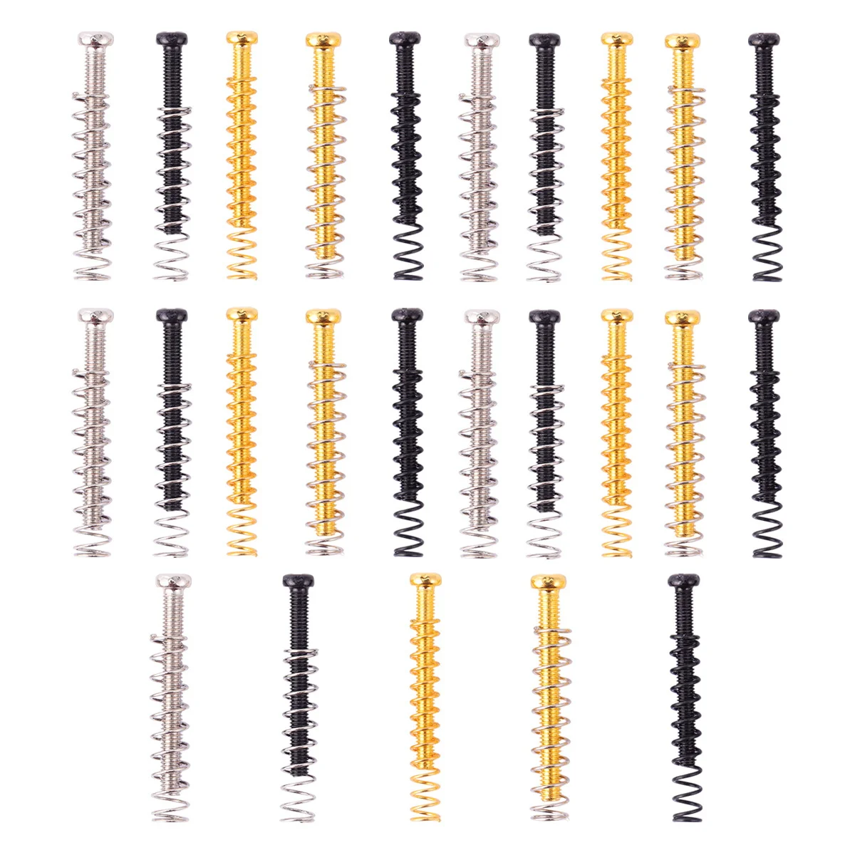

25pcs Iron Dual Coil Pickup Adjusting Height Screws with Springs Set for Electric Guitar (Mixed Color)
