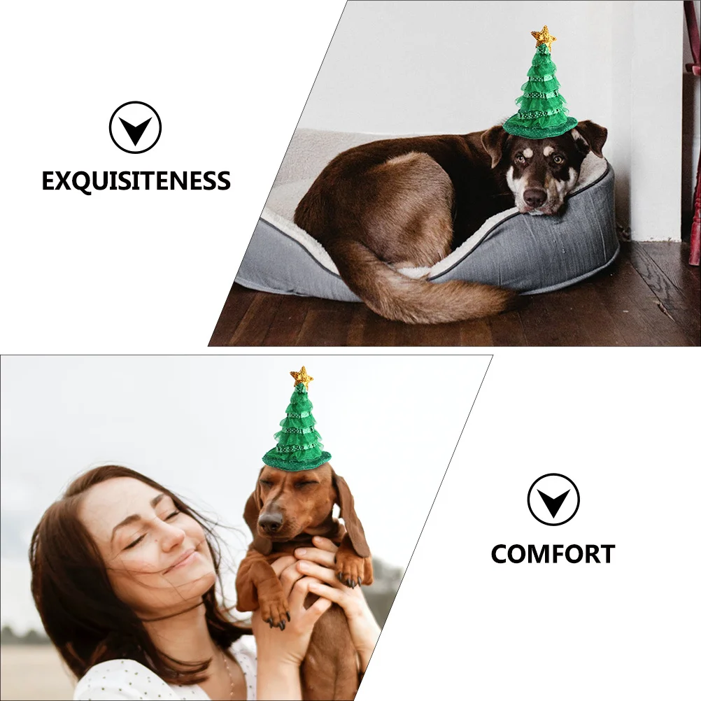 

1Pcs Christmas Tree Pet Hat Green Adjustable Pet Headgear for Cats Dogs Cute Xmas Party Accessory Holiday Gift Adorable Cat Hat