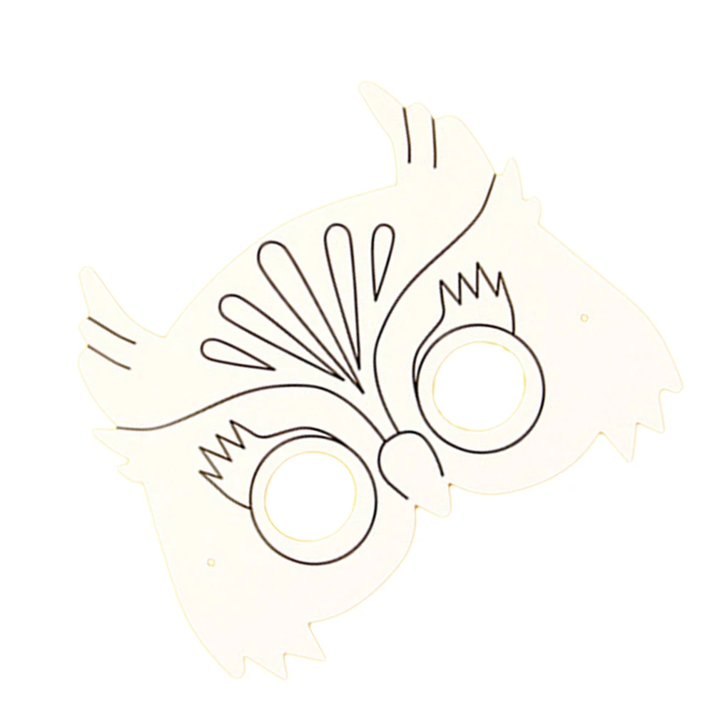 หน้ากากเปล่าสำหรับงาน DIY จำนวน 10 ชิ้น หน้ากากกระดาษสีขาวสำหรับระบายสี วาดภาพ ระบายสีลายการ์ตูนสำหรับเด็ก