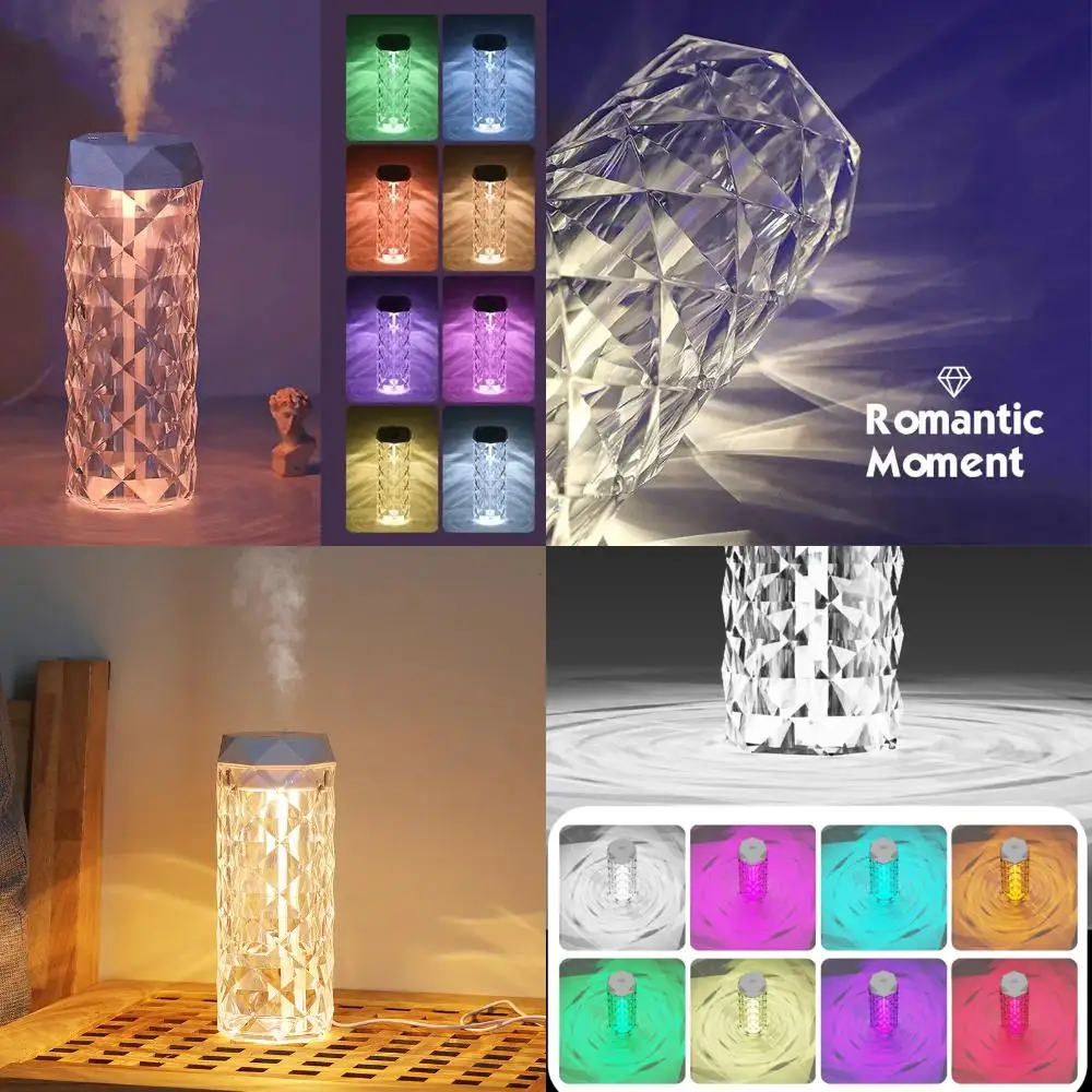 Colorful USB Crystal Humidifier with Aromatherapy and Air Purification  Bedroom and Desktop