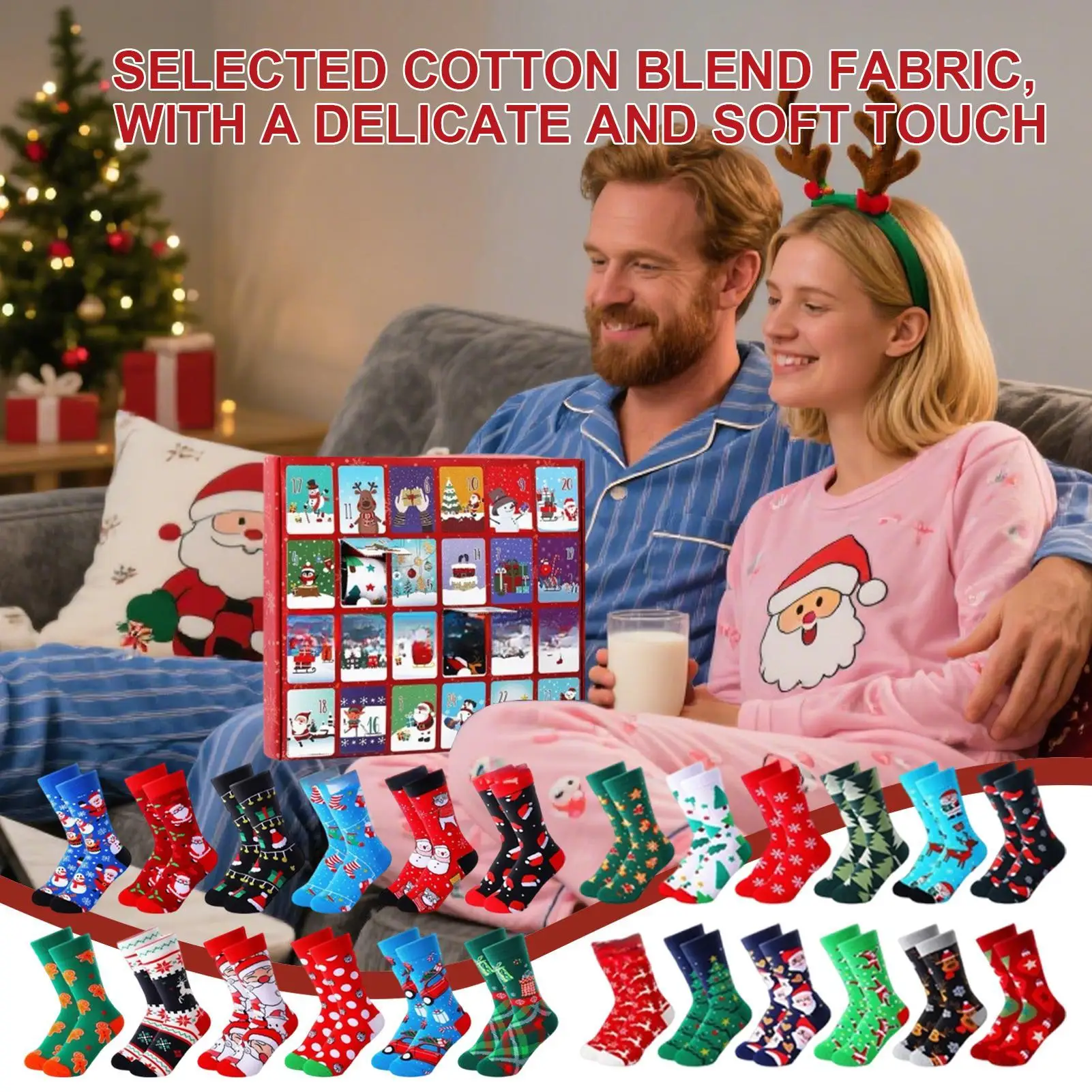 

24 шт., рождественские чулки, комплект адвент-календаря, 24 дня, рождественские календари обратного отсчета, разные рождественские узоры, праздничные носки