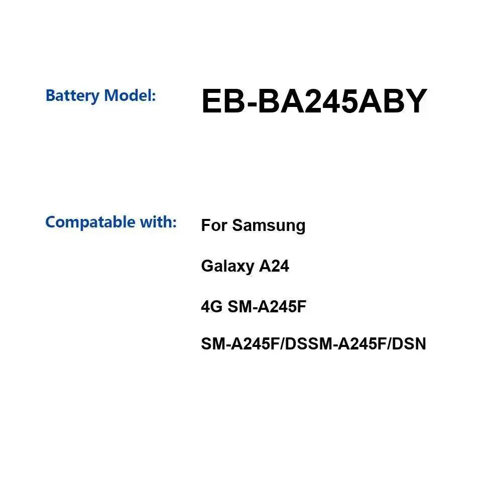

Аккумулятор мобильного телефона EB-BA245ABY 5000 мАч для Samsung Galaxy A24 4G SM-A245F Dssm-A245F Dsn