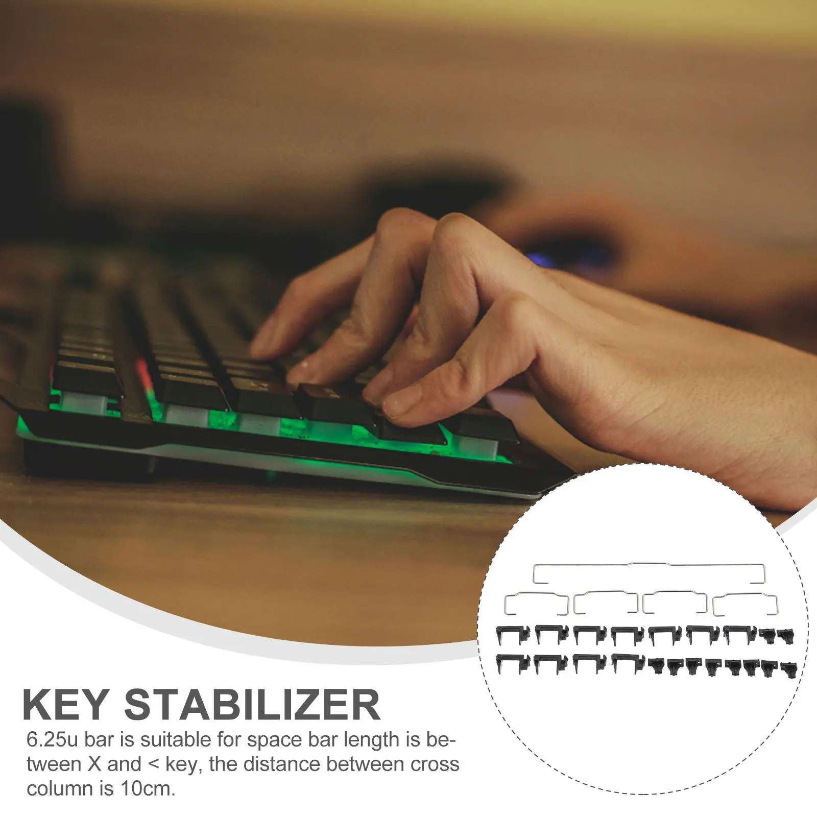 1Set Keyboard Stabilizer Kit Mechanical Keycap 6.25u 4x2u Bar Gh60 87 Keyless Computer Supply Key Stabilizer