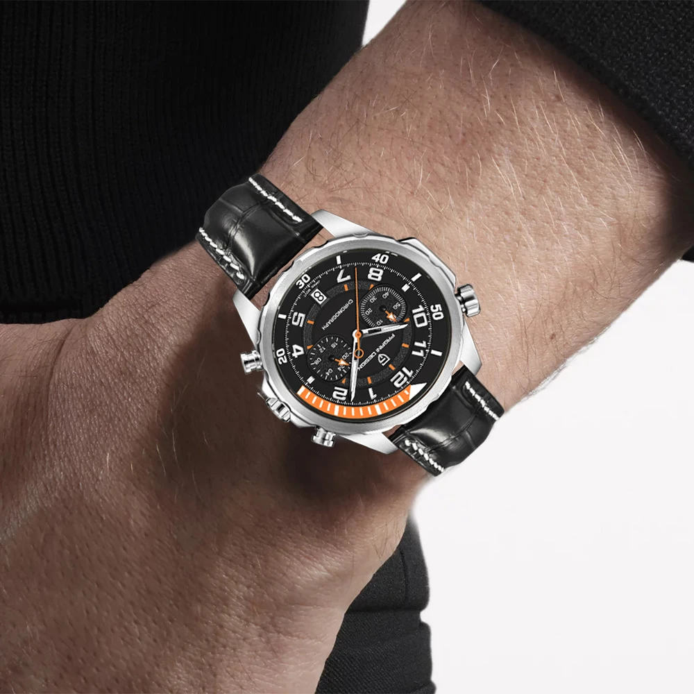 2025PAGANI تصميم جديد 44 مللي متر رجال الأعمال ساعة كوارتز مقياس دوار الهاتفي كرونوغراف 50 متر مقاوم للماء ضوء الليل ساعة رجالي #3