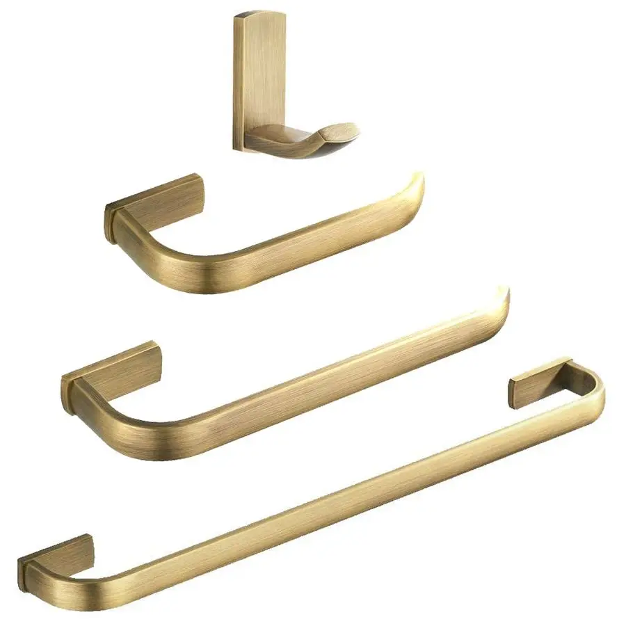 

Brass Bathroom Accessories, Bath Towel Holder Antique, Towel Bar Set Toilet Paper Holder Robe Hook Brushed Brass Wall Mounted