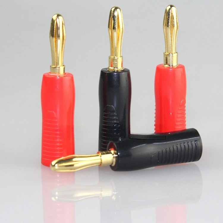 ‌4pcs Gold-Plated 4MM Pure Copper Banana Plug for Speaker/Audio Cable - High Conductivity & Durable