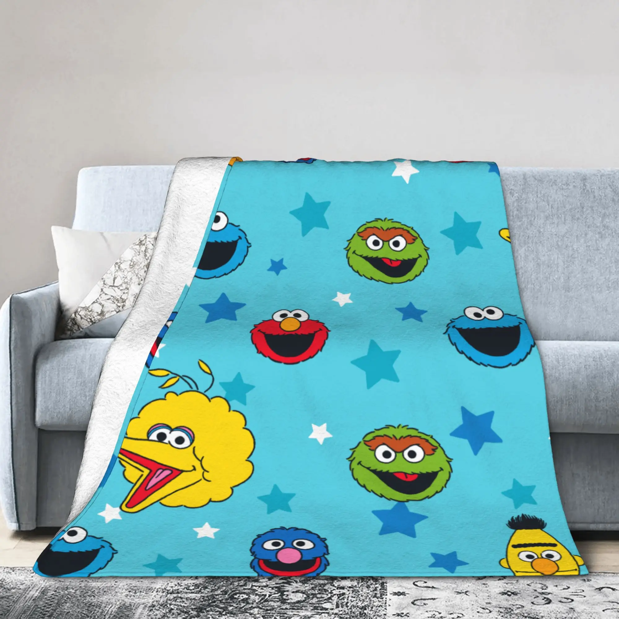 Sesames Streets Best Friends Star Blankets Flannel Summer Air Conditioning Super Warm Throw Blanket for Bedding Bedding Throws