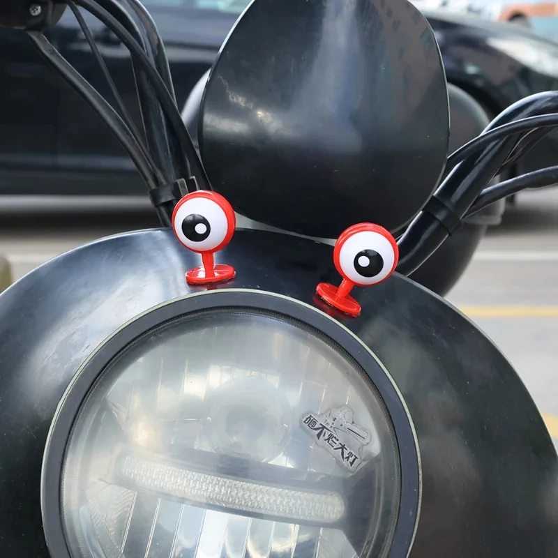 2pcs Cute Cartoon Eyes Styling Helmet Decor Personalized Helmet Stickers Motorcycles Bike Riding Helmet Decoration Accessories - view 4