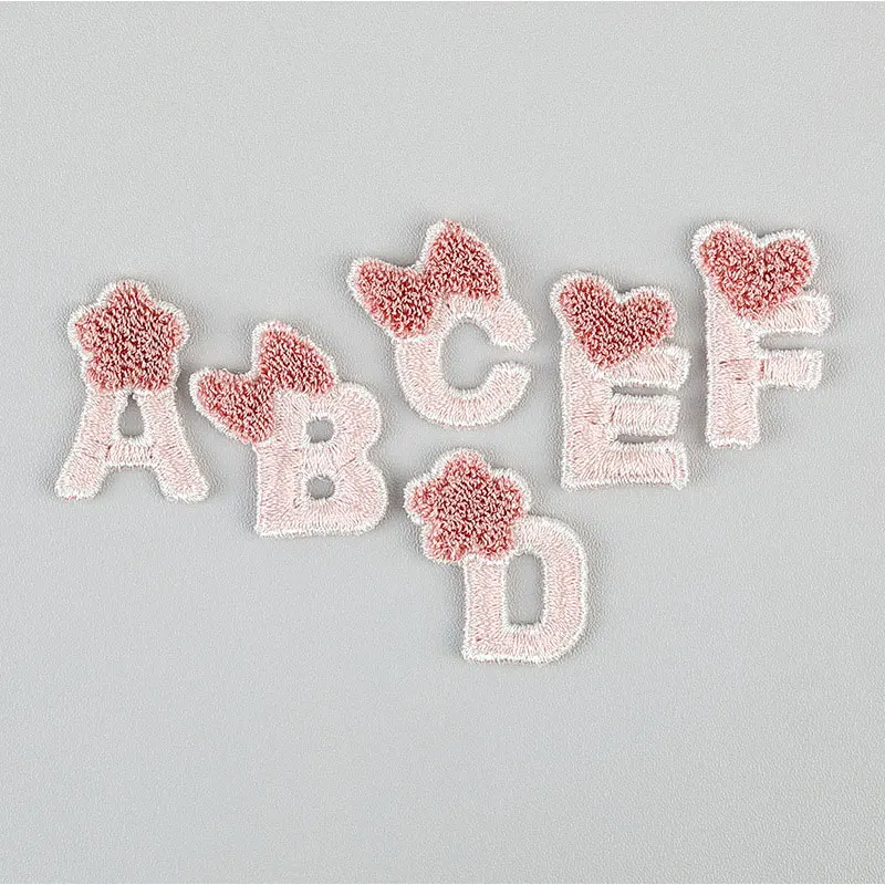 10 Stück 3D-Buchstaben-Handtuch-Stickapplikationen für Haarspangen, Schuhe, Leggings, Socken, Accessoires, Aufnäher – Detail 3
