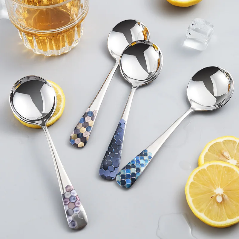 

304 Stainless Steel Baby Spoon with Round Head & Long Handle - Safe for Infant Feeding Soup, Korean Style Creative Design (ZOKE)