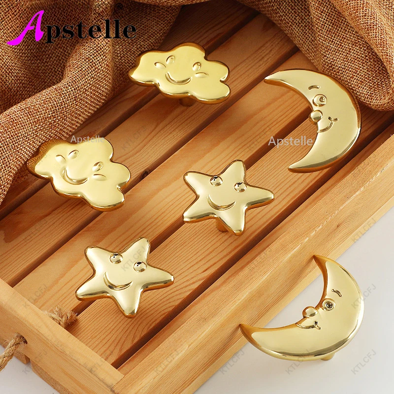 APSTELLE-cajón de puerta de armario de estilo americano, manija dorada de lujo con un solo orificio, mango de cobre puro con lazo Nórdico